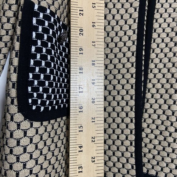 Ming Wang Womens Medium Beige & Black Textured Knit Open Front Jacket - Picture 9 of 15